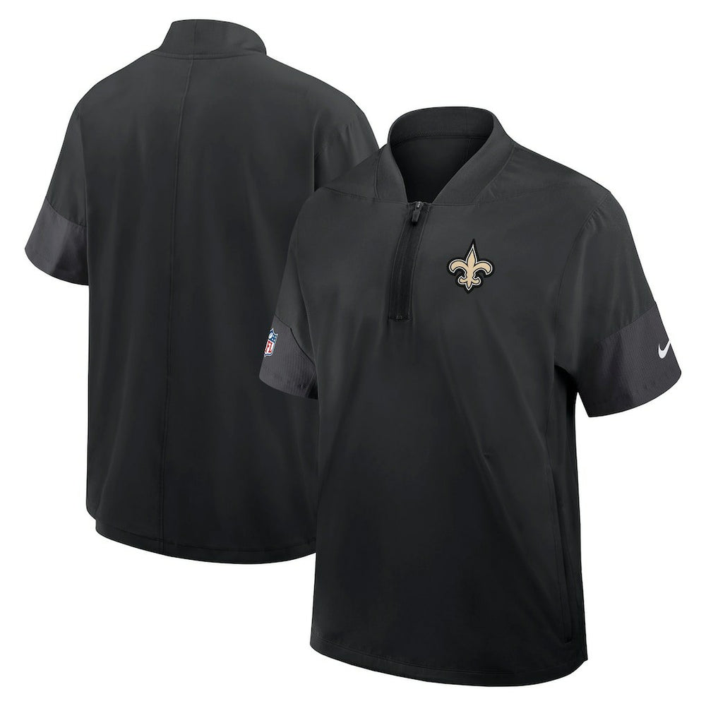 New Orleans Saints Sideline Short Sleeve Quarter-Zip Dri-FIT Coach Jacket | NFL New