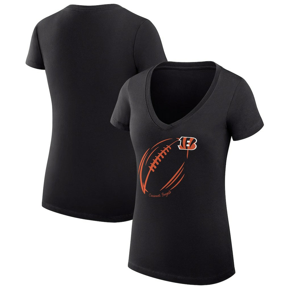 Cincinnati Bengals G-III 4Her by Carl Banks Women's Super-Slim Fit Lightweight Subtle Football V-Neck T-Shirt | NFL Near me