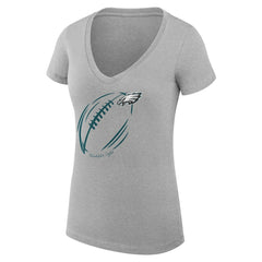Philadelphia Eagles G-III 4Her by Carl Banks Women's Super-Slim Fit Lightweight Subtle Football V-Neck T-Shirt | NFL Outlet