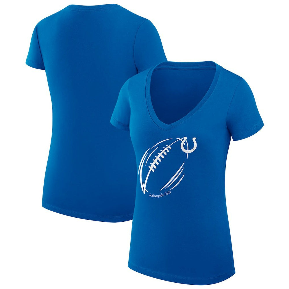 Indianapolis Colts G-III 4Her by Carl Banks Women's Super-Slim Fit Lightweight Subtle Football V-Neck T-Shirt | NFL Sale
