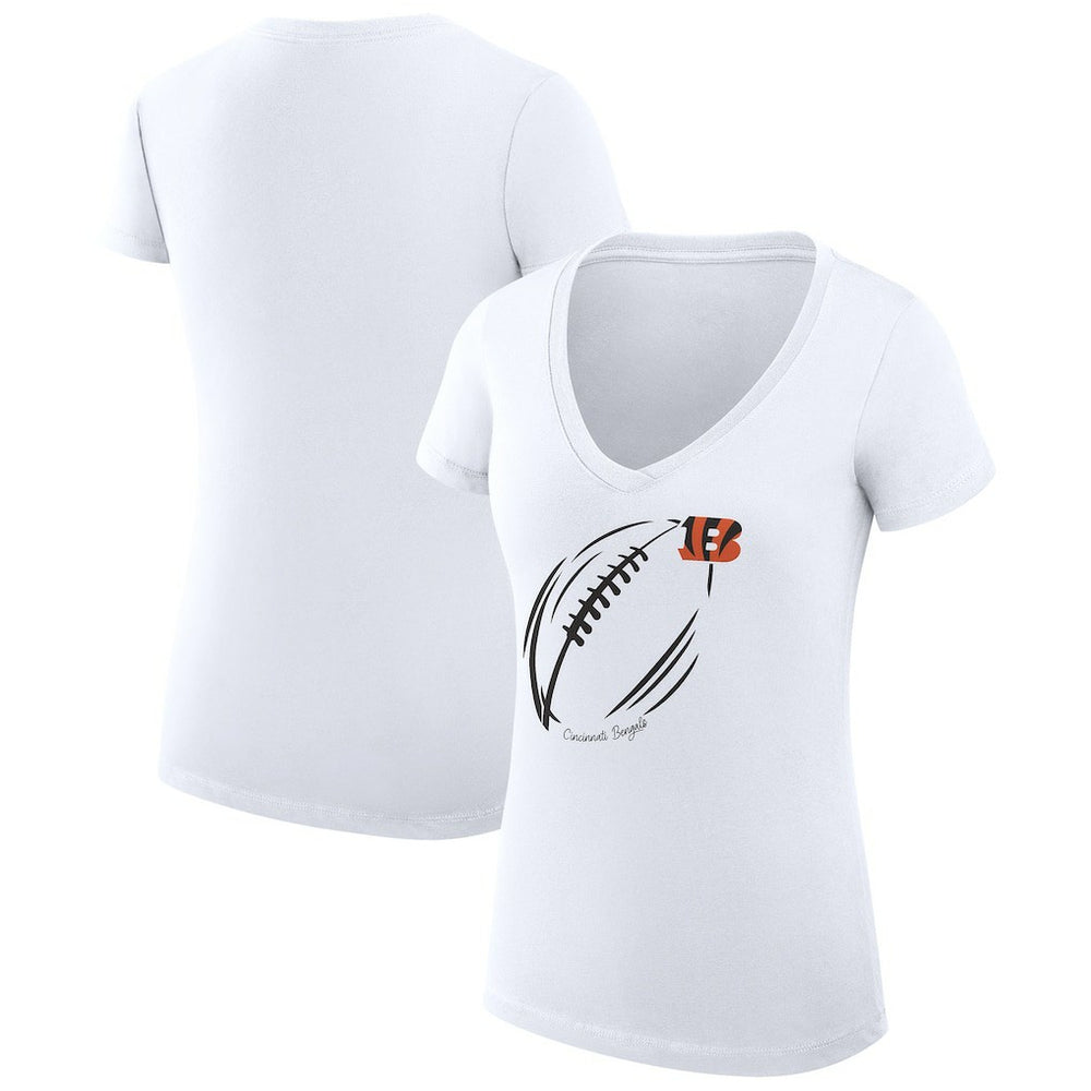 Cincinnati Bengals G-III 4Her by Carl Banks Women's Super-Slim Fit Lightweight Subtle Football V-Neck T-Shirt | NFL Near me