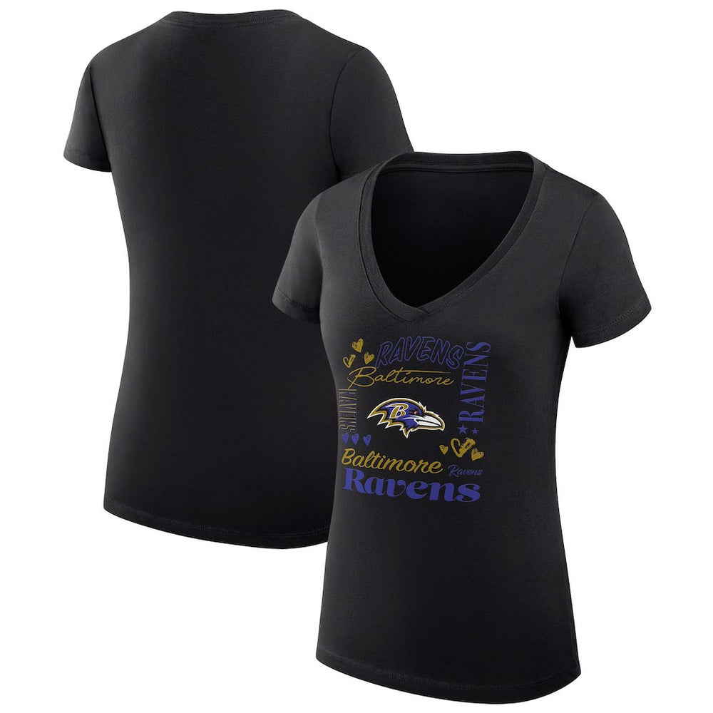 Baltimore Ravens G-III 4Her by Carl Banks Women's Super-Slim Fit Lightweight Collage Team V-Neck T-Shirt | NFL Discount