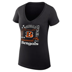 Cincinnati Bengals G-III 4Her by Carl Banks Women's Super-Slim Fit Lightweight Collage Team V-Neck T-Shirt | NFL Online