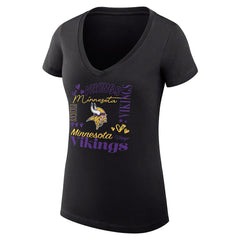 Minnesota Vikings G-III 4Her by Carl Banks Women's Super-Slim Fit Lightweight Collage Team V-Neck T-Shirt | NFL Outlet