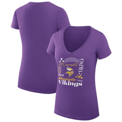 Minnesota Vikings G-III 4Her by Carl Banks Women's Super-Slim Fit Lightweight Collage Team V-Neck T-Shirt | NFL Sale