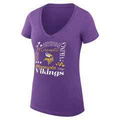 Minnesota Vikings G-III 4Her by Carl Banks Women's Super-Slim Fit Lightweight Collage Team V-Neck T-Shirt | NFL Sale
