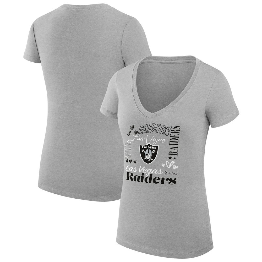 Las Vegas Raiders G-III 4Her by Carl Banks Women's Super-Slim Fit Lightweight Collage Team V-Neck T-Shirt | NFL Hot