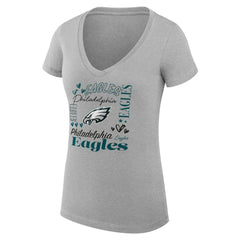 Philadelphia Eagles G-III 4Her by Carl Banks Women's Super-Slim Fit Lightweight Collage Team V-Neck T-Shirt | NFL Hot