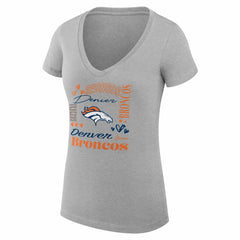 Denver Broncos G-III 4Her by Carl Banks Women's Super-Slim Fit Lightweight Collage Team V-Neck T-Shirt | NFL Sale
