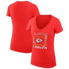 Kansas City Chiefs G-III 4Her by Carl Banks Women's Super-Slim Fit Lightweight Collage Team V-Neck T-Shirt | NFL Discount
