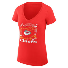 Kansas City Chiefs G-III 4Her by Carl Banks Women's Super-Slim Fit Lightweight Collage Team V-Neck T-Shirt | NFL Discount