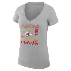 Kansas City Chiefs G-III 4Her by Carl Banks Women's Super-Slim Fit Lightweight Collage Team V-Neck T-Shirt | NFL Outlet