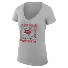 Tampa Bay Buccaneers G-III 4Her by Carl Banks Women's Super-Slim Fit Lightweight Collage Team V-Neck T-Shirt | NFL Sale