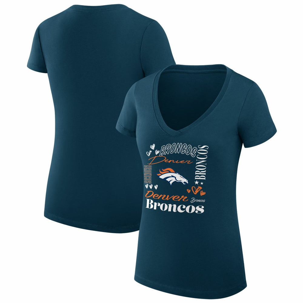 Denver Broncos G-III 4Her by Carl Banks Women's Super-Slim Fit Lightweight Collage Team V-Neck T-Shirt | NFL Hot