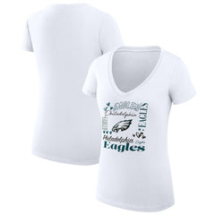 Philadelphia Eagles G-III 4Her by Carl Banks Women's Super-Slim Fit Lightweight Collage Team V-Neck T-Shirt | NFL Hot