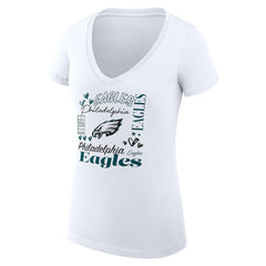 Philadelphia Eagles G-III 4Her by Carl Banks Women's Super-Slim Fit Lightweight Collage Team V-Neck T-Shirt | NFL Hot