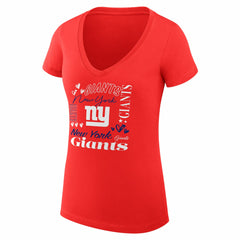 New York Giants G-III 4Her by Carl Banks Women's Super-Slim Fit Lightweight Collage Team V-Neck T-Shirt | NFL Sale