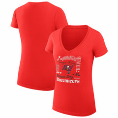 Tampa Bay Buccaneers G-III 4Her by Carl Banks Women's Super-Slim Fit Lightweight Collage Team V-Neck T-Shirt | NFL Sale