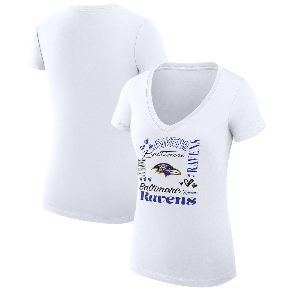 Baltimore Ravens G-III 4Her by Carl Banks Women's Super-Slim Fit Lightweight Collage Team V-Neck T-Shirt | NFL Hot