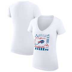 Buffalo Bills G-III 4Her by Carl Banks Women's Super-Slim Fit Lightweight Collage Team V-Neck T-Shirt | NFL On sale