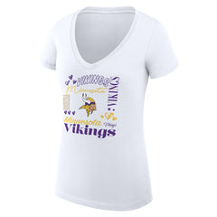 Minnesota Vikings G-III 4Her by Carl Banks Women's Super-Slim Fit Lightweight Collage Team V-Neck T-Shirt | NFL New