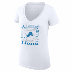 Detroit Lions G-III 4Her by Carl Banks Women's Super-Slim Fit Lightweight Collage Team V-Neck T-Shirt | NFL Online