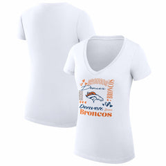 Denver Broncos G-III 4Her by Carl Banks Women's Super-Slim Fit Lightweight Collage Team V-Neck T-Shirt | NFL Discount
