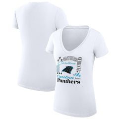 Carolina Panthers G-III 4Her by Carl Banks Women's Super-Slim Fit Lightweight Collage Team V-Neck T-Shirt | NFL Hot