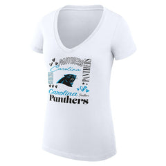 Carolina Panthers G-III 4Her by Carl Banks Women's Super-Slim Fit Lightweight Collage Team V-Neck T-Shirt | NFL Hot