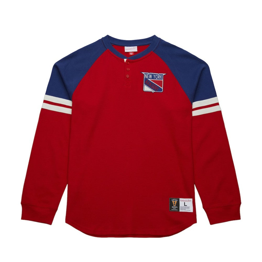 New York Rangers Mitchell & Ness Thermal Henley Long Sleeve T-Shirt - NHL T-shirts