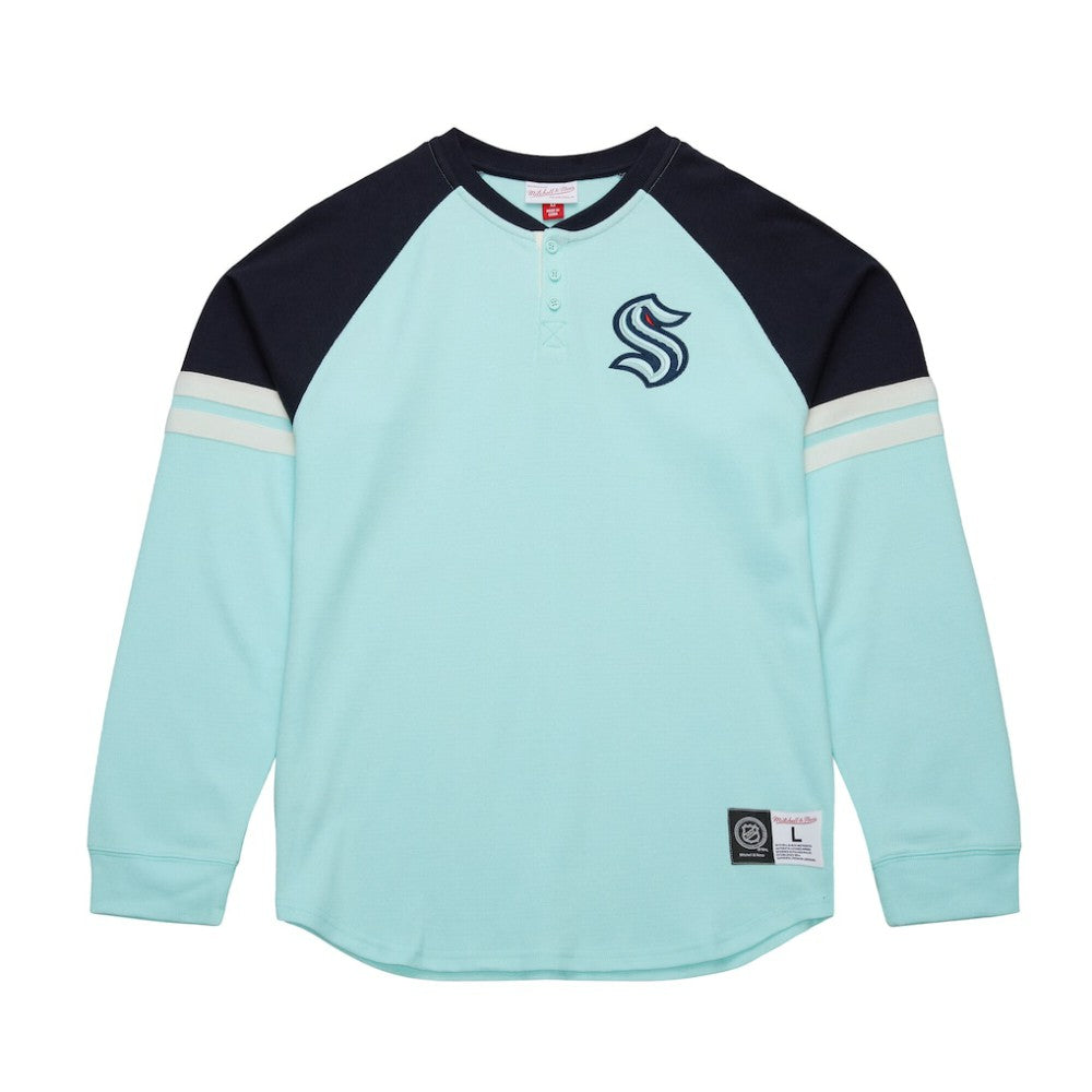 Seattle Kraken Mitchell & Ness Thermal Henley Long Sleeve T-Shirt - NHL T-shirts