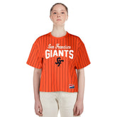 San Francisco Giants New Era Women's 2025 City Connect Boxy Pinstripe T-Shirt - MLB T-shirts