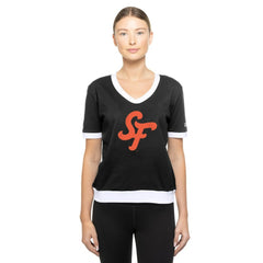 San Francisco Giants New Era Women's 2025 City Connect Rhinestone V-Neck T-Shirt - MLB T-shirts