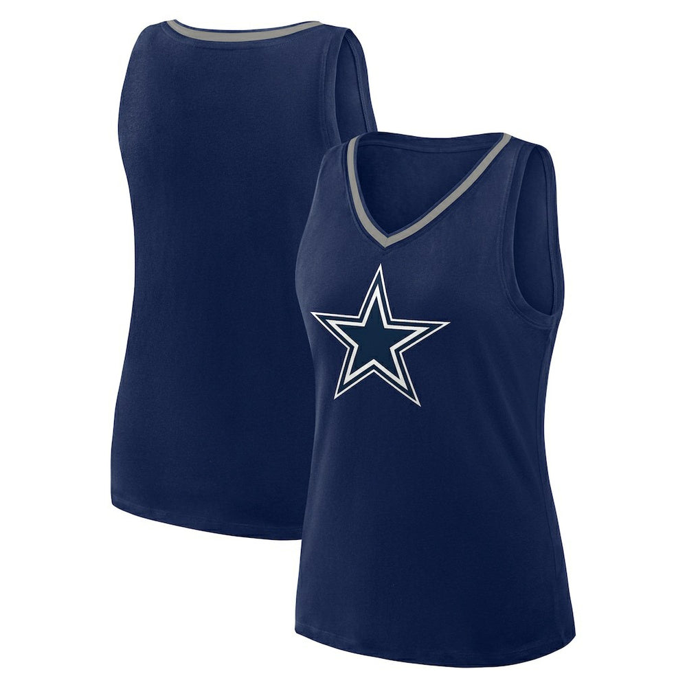 Dallas Cowboys Logo Athletic Women's Plus Size Stellar Win V-Neck Tank Top | NFL New