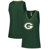 Green Bay Packers Logo Athletic Women's Plus Size Stellar Win V-Neck Tank Top | NFL New