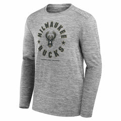 Heather Gray Milwaukee Bucks NBA Hoops for Troops Long Sleeve T-Shirt | NBA
