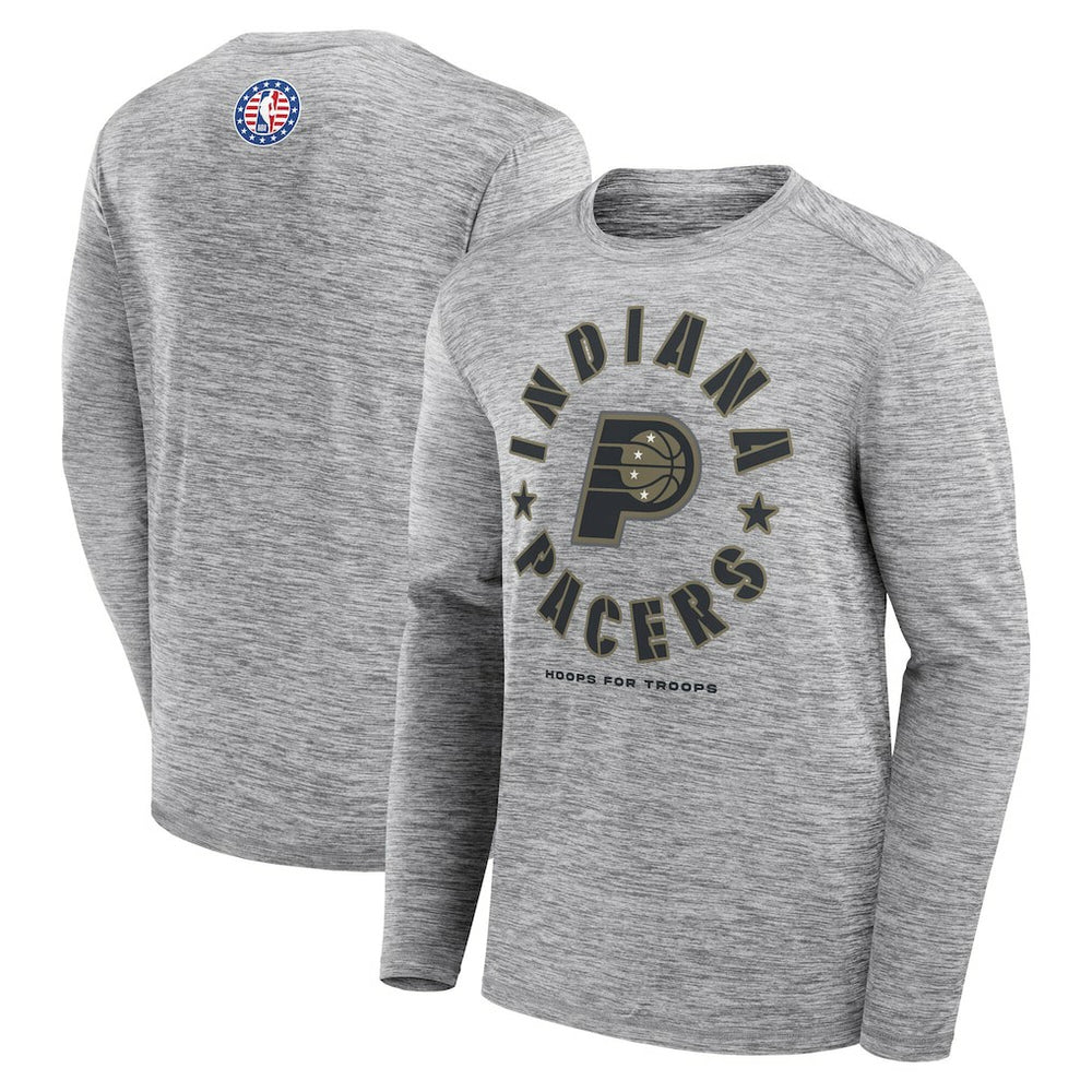 Heather Gray Indiana Pacers NBA Hoops for Troops Long Sleeve T-Shirt | NBA
