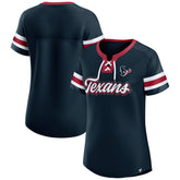 Houston Texans Women's Iconic Bling Athena Lace-Up V-Neck T-Shirt | NFL Hot