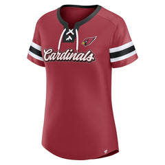 Arizona Cardinals Women's Iconic Bling Athena Lace-Up V-Neck T-Shirt | NFL Near me