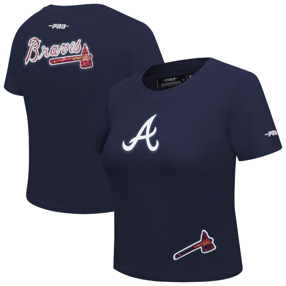 Atlanta Braves Pro Standard Women's Game Day Classics Baby Doll Cropped T-Shirt - MLB T-shirts