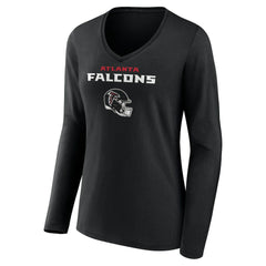 Atlanta Falcons Michael Penix Jr. Women's Name & Number Team Wordmark Long Sleeve V-Neck T-Shirt | NFL Sale
