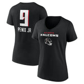 Atlanta Falcons Michael Penix Jr. Women's Name & Number Team Wordmark V-Neck T-Shirt | NFL US
