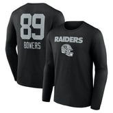 Las Vegas Raiders Brock Bowers Name & Number Team Wordmark Long Sleeve T-Shirt | NFL Outlet