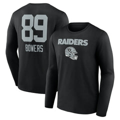 Las Vegas Raiders Brock Bowers Name & Number Team Wordmark Long Sleeve T-Shirt | NFL Outlet