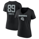 Las Vegas Raiders Brock Bowers Women's Name & Number Team Wordmark V-Neck T-Shirt | NFL Sale