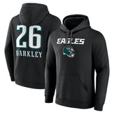 Philadelphia Eagles Saquon Barkley Name & Number Team Wordmark Pullover Hoodie | NFL Near me