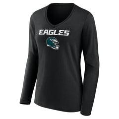 Philadelphia Eagles Saquon Barkley Women's Name & Number Team Wordmark Long Sleeve V-Neck T-Shirt | NFL Outlet