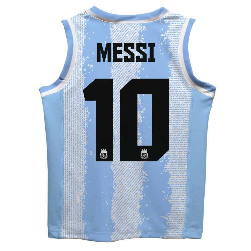 Lionel Messi Argentina National Team Vive La Fete Youth Painted Stripes Basketball Jersey for sale - Light Blue