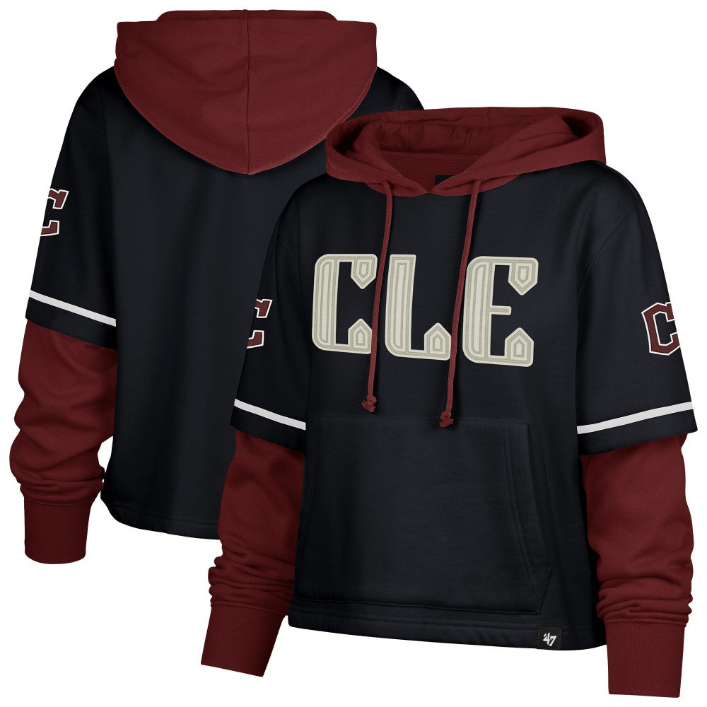 Cleveland Guardians '47 Women's City Connect Shortstop Cropped Pullover Hoodie - MLB Hoodies
