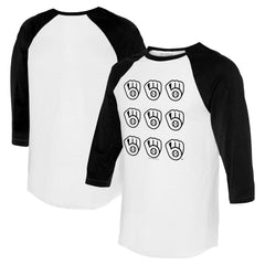 Milwaukee Brewers Tiny Turnip Women's Logo Grid 3/4 Sleeve Raglan T-Shirt - MLB T-shirts